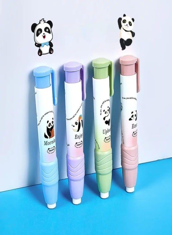 VTL Cute Retractable Pencil Erasers for Kids - Smooth Erasing, No Dust, Bendable Soft Eraser Stick, Easy Grip Holder - School & Office Use - Random Designs (Pack of 4) - Image 1